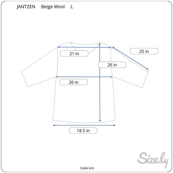 Vtg Jantzen USA Wool Blend Cable Knit Sweater L Beige Pullover Unisex Cozy - Picture 5 of 5